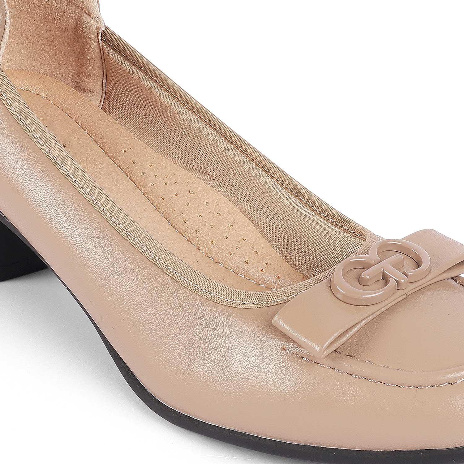 Women’s Elegant Beige Block Heel Pumps