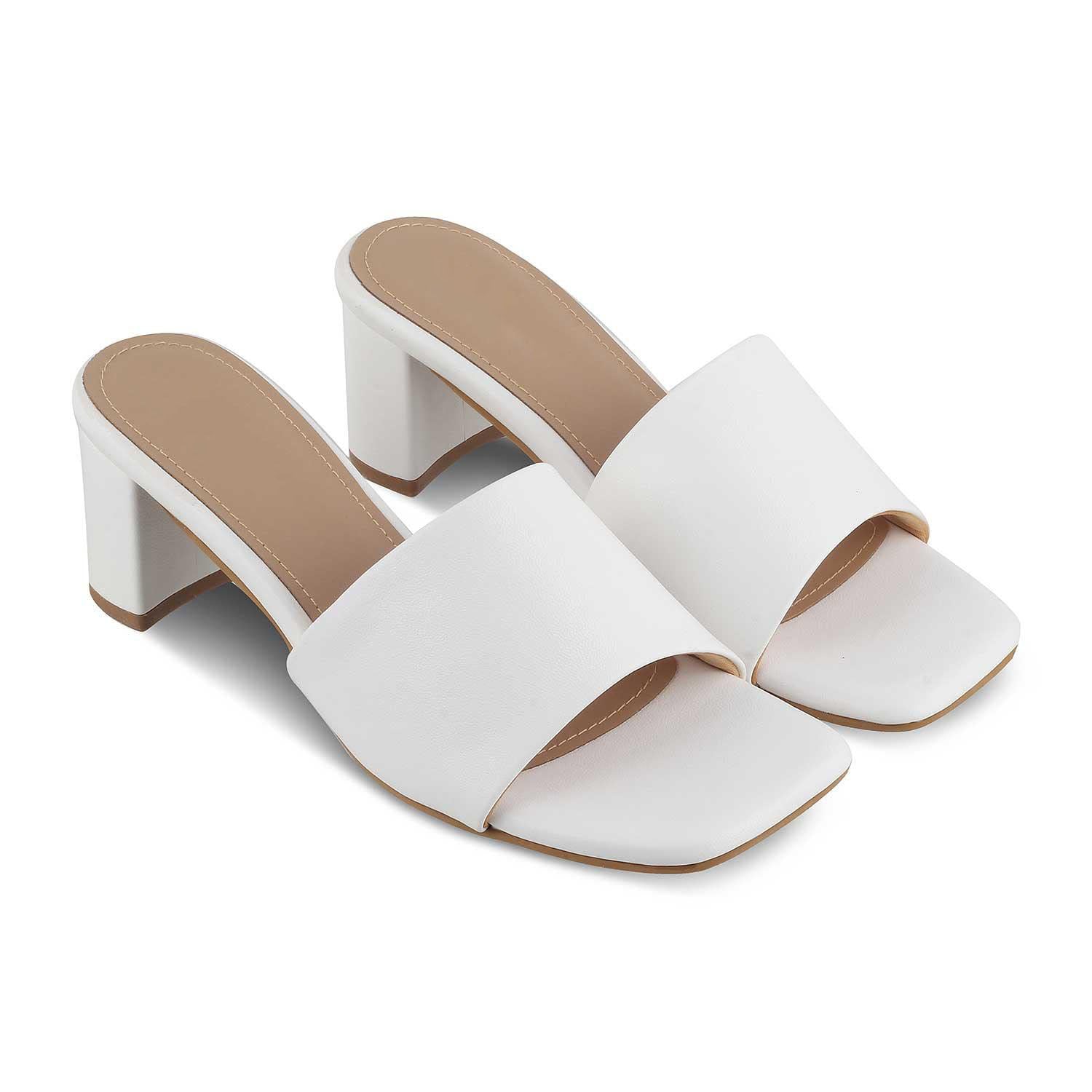 Women’s White Block Heel Sandals