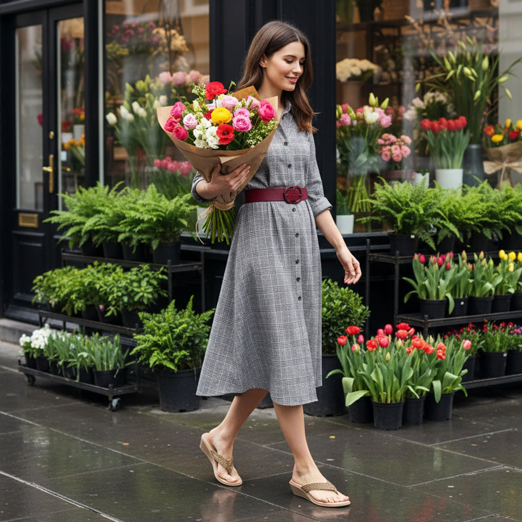 Soeve Bronze Women's Low Heel Dress Sandals