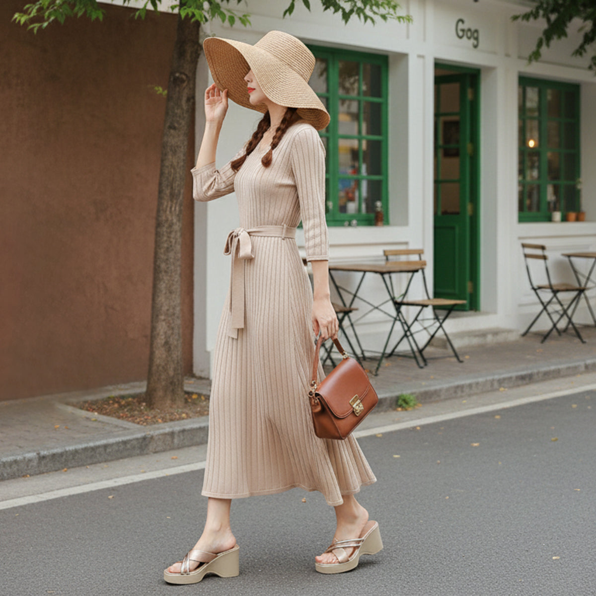 Coglam Champagne Wedge Sandals for Women | Vegan Leather Dress Shoes