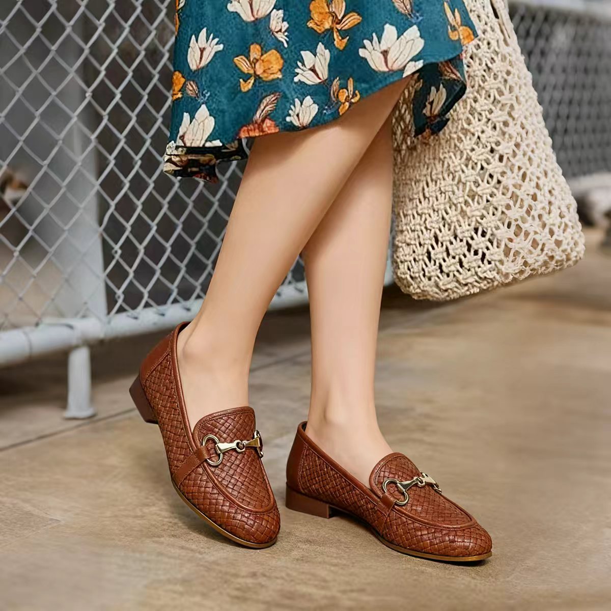 Women’s Loafers with Braided Style and Classic Bit Accent