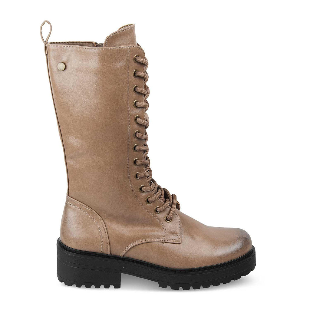 Women’s Taupe Lace-Up Boots for Trendy Everyday Wear